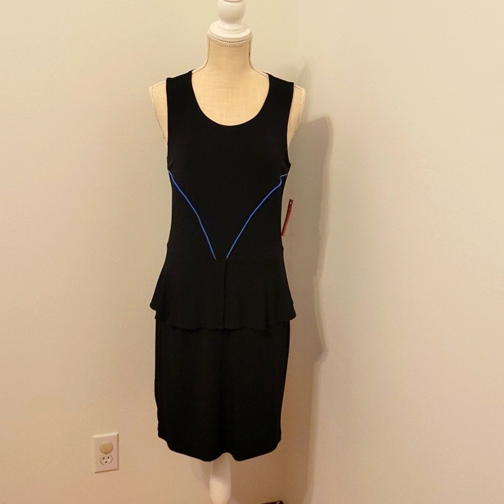 FYNN & ROSE Black dress with peplum detail in size 6